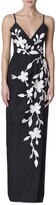 Thumbnail for your product : Carolina Herrera Sleeveless Floral-Embroidered Column Gown