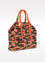 Thumbnail for your product : Class Roberto Cavalli Sean Orange and Green Camo Canvas Tote