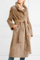 Thumbnail for your product : Yves Salomon Reversible Belted Shearling Coat - Brown