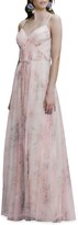 Thumbnail for your product : Marchesa Notte Bridesmaid Watercolor-Print Tulle Double-Strap Cami Gown