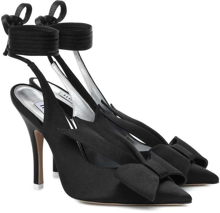 black satin slingback evening shoes