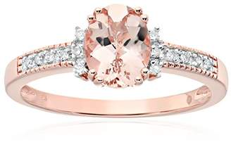 Rose Gold-plated Silver Morganite And Diamond Accented Solitaire Engagement Ring