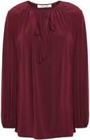 Thumbnail for your product : Diane von Furstenberg Bow-detailed Washed-silk Blouse