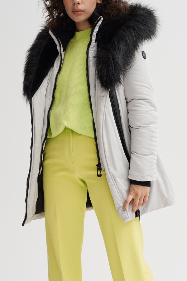 noize quilted faux fur trim parka
