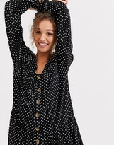 Thumbnail for your product : ASOS DESIGN swing trapeze mini dress with pep hem in spot
