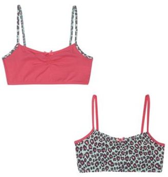 Bluezoo Pack of two girl's pink plain and leopard print crop tops