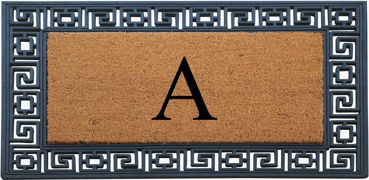 A1hc Natural Coir Monogrammed Door Mat for Front Door, 30 inch x 60 inch, Anti-Shed Treated Durable Doormat for Outdoor Entrance, Heavy Duty, Low