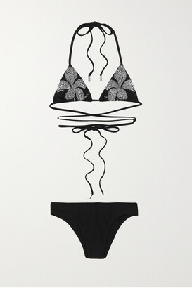 David Koma Embellished Triangle Bikini - Black - ShopStyle Two Piece  Swimsuits