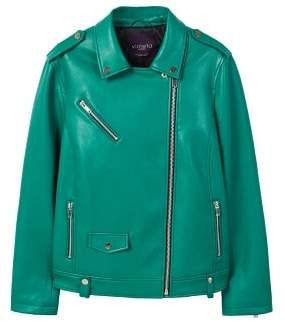 mango green leather jacket