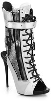 Thumbnail for your product : Giuseppe Zanotti Crystal-Embellished Peep-Toe Leather Mid-Calf Booties