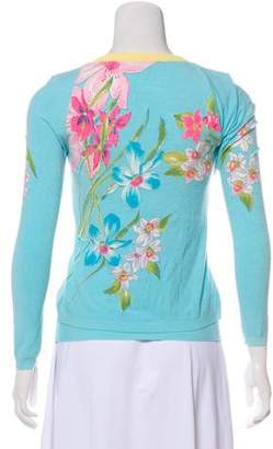 Blumarine Floral Print Knit Cardigan Set