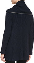 Thumbnail for your product : Elie Tahari Nikki Ribbed Curved-Zip Sweater