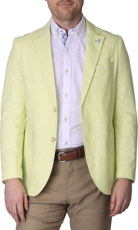 Tailorbyrd Solid Notch Lapel Linen Blend Sport Coat