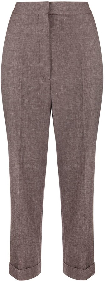 taupe cropped trousers