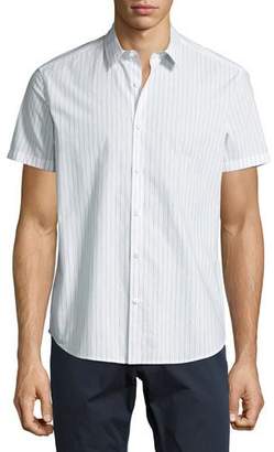 Theory Zack S Shift Grid Short-Sleeve Sport Shirt, White