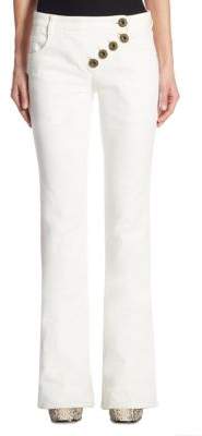 Chloé White Asymmetrical Button Jeans
