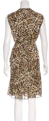 L'Agence Leopard Print Knee-Length Dress
