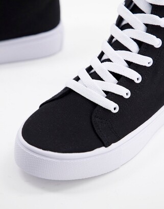 ASOS DESIGN Wide Fit Daz canvas high-top sneakers in black - ShopStyle