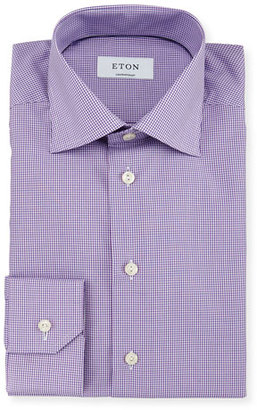 Eton Contemporary-Fit Micro-Gingham Woven Dress Shirt, Purple