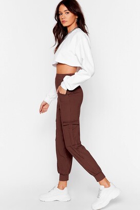 Nasty Gal Womens Mornin' Stretch High-Waisted Ribbed Joggers - Brown - 10