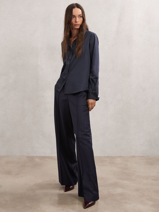 boohoo Textured Stripe Wide Leg Trousers ShopStyle