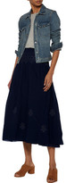 Thumbnail for your product : Current/Elliott The Rancher Smocked Embroidered Cotton Midi Skirt