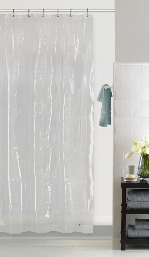 Zenna Home Clear 8-Gauge Solid Print Heavyweight EVA Stall Shower Liner, 54" x 78"