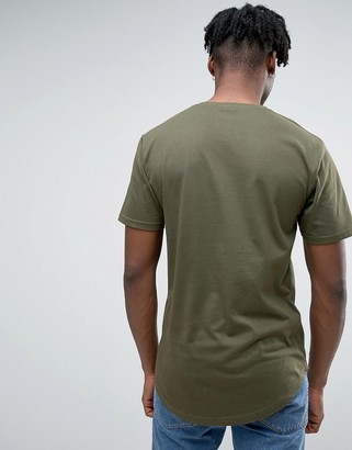 ONLY & SONS Longline T-Shirt With Badge Detailing And Curved Hem