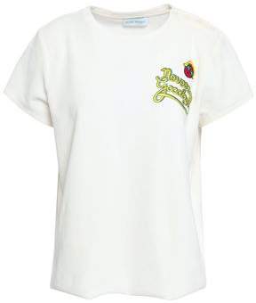 Mira Mikati C X Embroidered Cotton-blend Velvet T-shirt