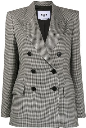 MSGM Double-Breasted Houndstooth Blazer