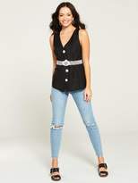 Thumbnail for your product : River Island Button Detail Belted Top-Black