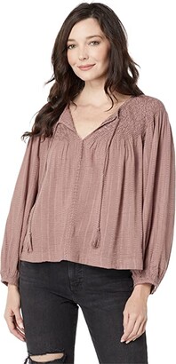 Lucky Brand Smocked Peasant Blouse