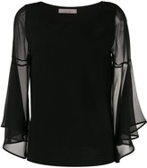 Thumbnail for your product : D-Exterior Sheer Sleeve Silk Blouse