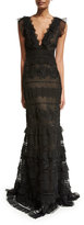 Thumbnail for your product : Sachin + Babi Sleeveless Tiered Embroidered Mermaid Gown, Onyx