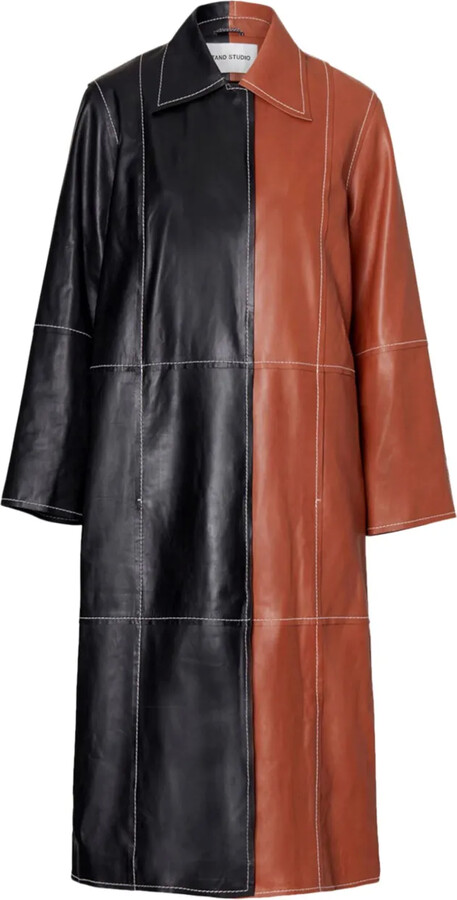 Stand Studio Nino leather two-tone coat