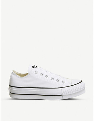 white platform canvas trainers