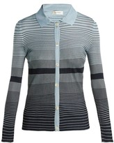 Thumbnail for your product : Wales Bonner Striped Button-down Knit Top - Navy Multi
