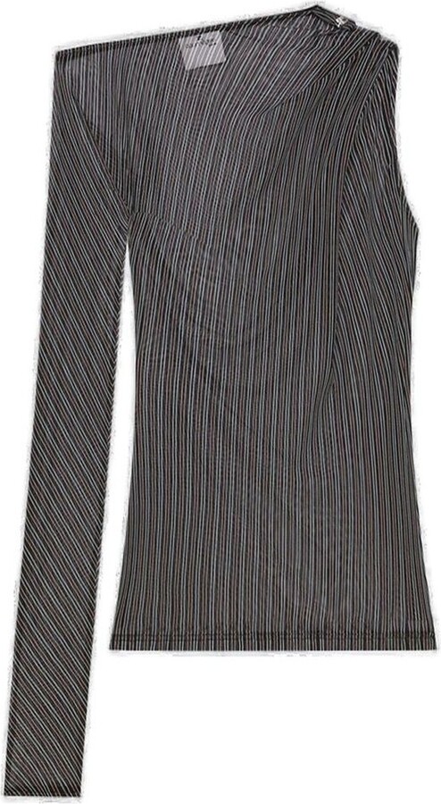 Courreges Asymmetric Striped One-Shoulder Top