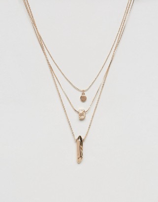 ASOS Pack of 3 Gold Nugget Layering Necklaces