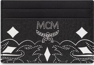 Mcm Unisex Visetos Leather Card Holder Wallet