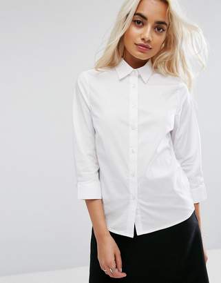 ASOS Petite Design Petite 3/4 Sleeve Shirt In Stretch Cotton 2 Pack