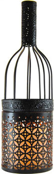 LumaBase Metal Wine Bottle with Battery Operated Candle