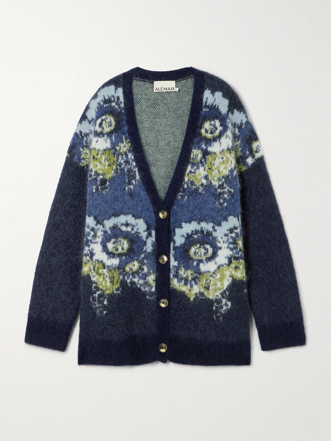 ALÉMAIS ALÉMAIS - Madalena Oversized Jacquard Cardigan - Blue