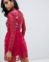 Thumbnail for your product : Frock and Frill embroidered lace prom skater dress in berry