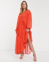 Thumbnail for your product : ASOS DESIGN Eivissa soft tiered maxi dress with drawstring details