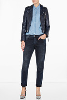 Thumbnail for your product : BLK DNM Navy Leather Motorcycle Jacket