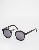 Thumbnail for your product : ASOS Round Sunglasses with Metal Brow bar - Black
