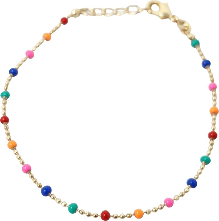Harfi Gold / Blue / Yellow Gold Plated Carnival Multi Coloured Beaded Bracelet