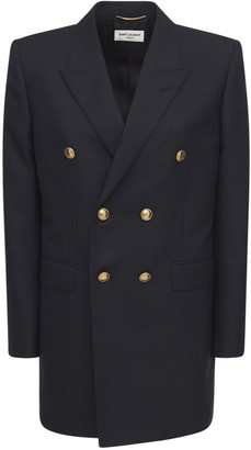 Saint Laurent Double Breasted Wool Twill Blazer