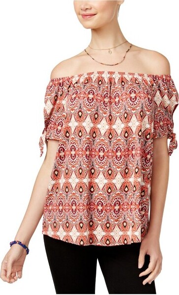 Hippie Rose HippieRoseWomensTie-SleevePulloverBlouse,pinktile,Small